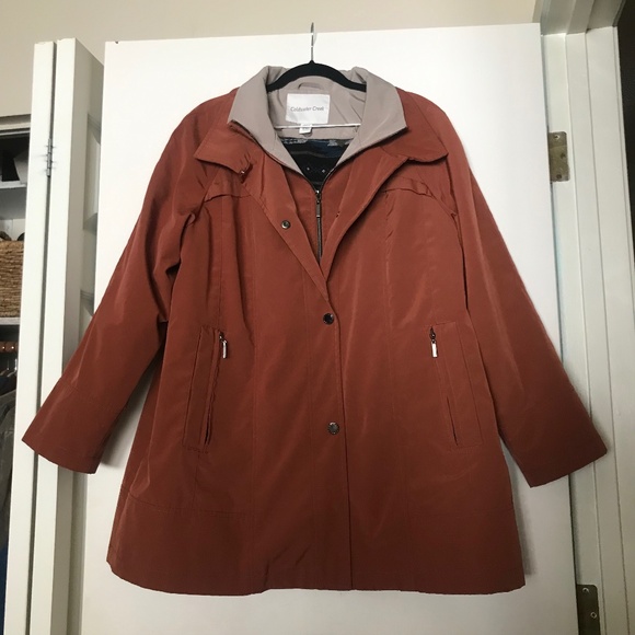 Coldwater Creek All-Season Jacket Coat LP Large Petite brown rust tan lined